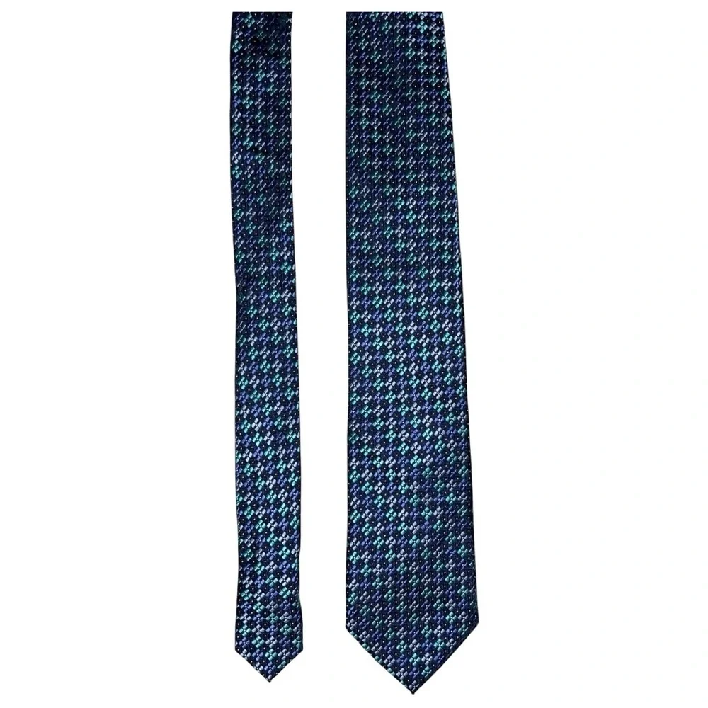 Jos. A. Bank Necktie Men’s Blue Light Blue Teal Executive 100% Silk 60x3 Tie